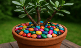 Renkli Taşlardan Saksı Süsü